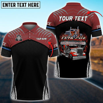 Bluejose Truck '18 To Life' Driving And Surviving Personalized Name Polo Shirt For Truck Driver