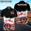 Bluejose Truck Heartbeat Pattern Personalized Name Polo Shirt For Truck Driver Multicolor
