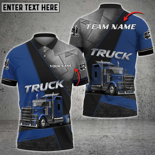 Bluejose Truck Metal Multicolor Option Pattern Personalized Name Polo Shirt For Truck Driver