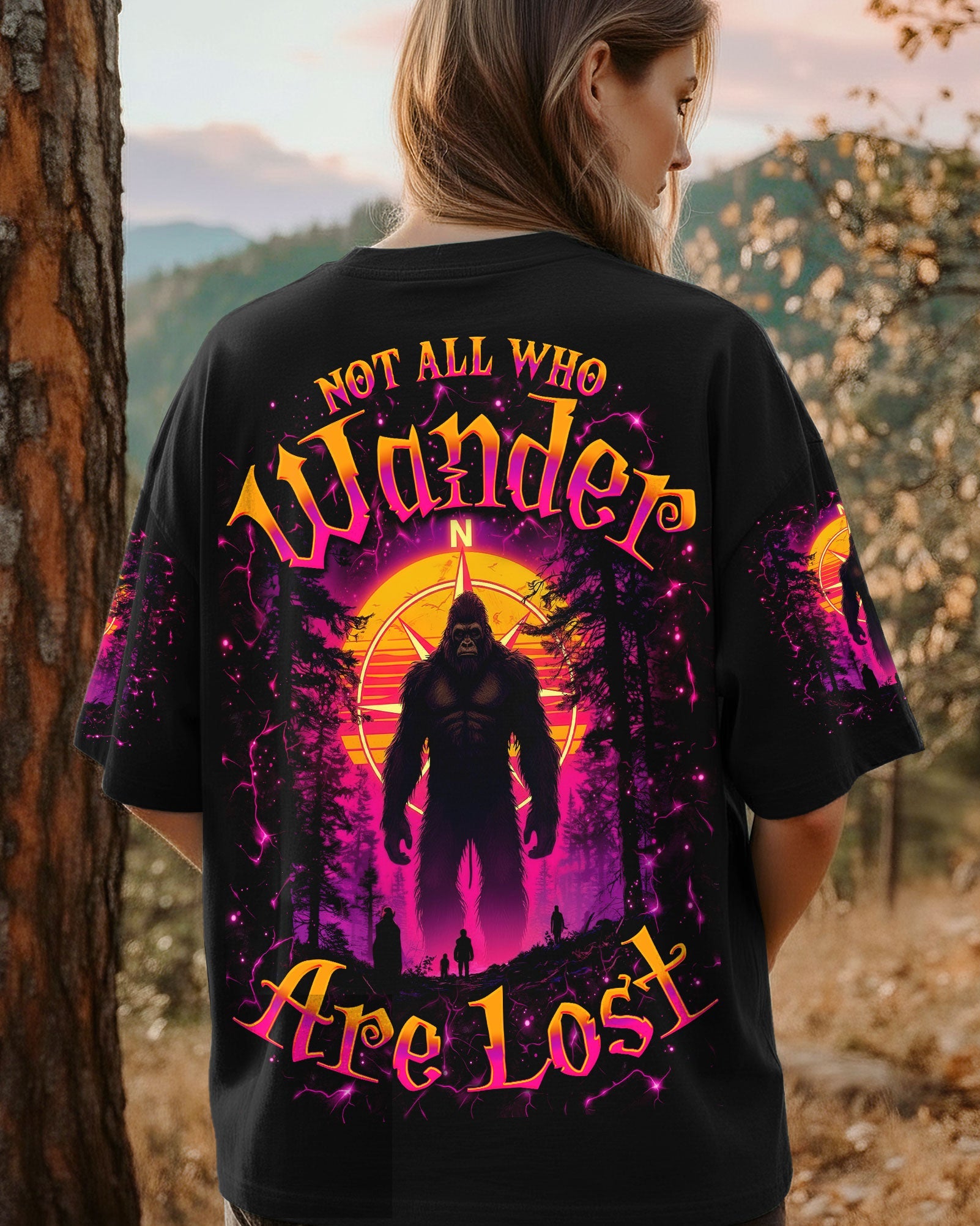 NOT ALL WHO WANDER ARE LOST BIGFOOT COMPASS ALL OVER PRINT - TLNO2411251