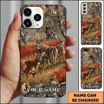BlueJose Deer Hunting Cabin Autumn Forest Scene Personalized Name 3D Phonecase