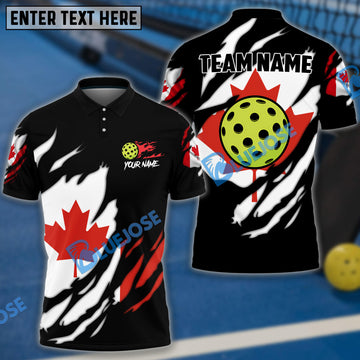 BlueJose Canada Flag Pickleball Personalized Name, Team Name Shirt