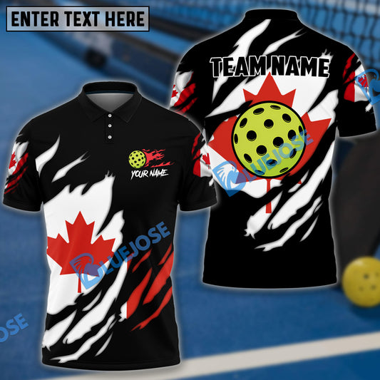 BlueJose Canada Flag Pickleball Personalized Name, Team Name Shirt
