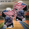 BlueJose Bowling Us Flag Patriot League Customized Name, Team Name 3D Shirt