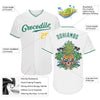 BlueJose Custom White Kelly Green-Gold Authentic Skull Pineapple Head Baseball Jersey