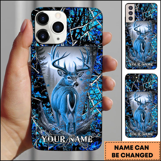 BlueJose Whitetail Deer Rustic Woodland Back View Personalized Name 3D Phone Case (5 Colors)