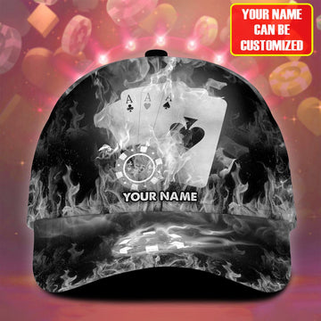 BlueJose Personalized Name Fire Poker Classic Cap - Gray