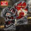 BlueJoses Bowling Skull Pattern Multicolor Customized Name 3D Polo Shirt