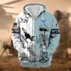 BlueJose Unique Proudly Served US Veteran Zip Hoodie