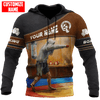 BlueJose Custom Name Boxing Leather Pattern 3D Hoodie