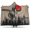 VikingStyle Hooded Blanket - Viking Huginn and Muninn Raven on Tree Branch and Blood Moon Hooded Blanket A35