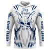 BlueJose Halloween Skull Fish Reaper Custom Long Sleeve Fishing Shirts