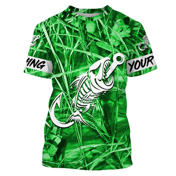 BlueJose Fish Hook Skull Custom Name Fishing Shirt