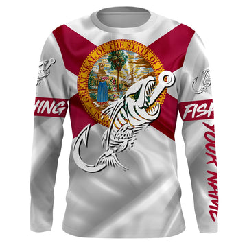 Bluejose Florida Fishing Fish Hook Skull Custom Name   Custom Fishing Shirts