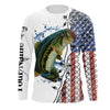 Bluejose American Flag Largemouth Bass Patriotic Fishing Customize Name 3D Shirts