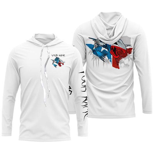 BlueJose Halloween Texas Fishing Fish Reaper Skull Custom Name Long Sleeve Shirt