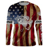 Bluejose Personalized Crappie Fishing American Flag Patriotic Performance Fishing Shirts
