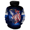 BlueJose Walleye Fishing 3D American Flag Patriotic Customize Name 3D Hoodie