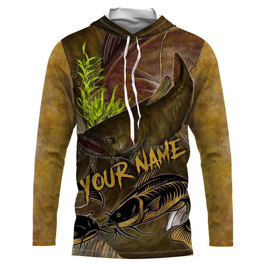 Bluejose Personalized Flathead Catfish Fishing Jerseys, Catfish Scales   Long Sleeve Fishing Shirts