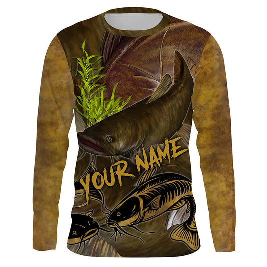 Bluejose Personalized Flathead Catfish Fishing Jerseys, Catfish Scales   Long Sleeve Fishing Shirts