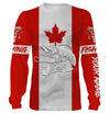 Bluejose Northern Pike Fishing 3D Canadian Flag Customize Name All Over Print Shirts
