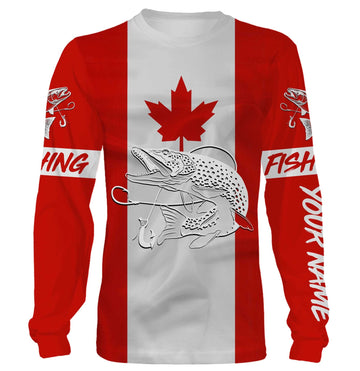 Bluejose Northern Pike Fishing 3D Canadian Flag Customize Name All Over Print Shirts