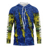 Bluejose Largemouth Bass Fishing Scales Blue Camo Long Sleeve Fishing Shirts, Personalized Bass Fishing