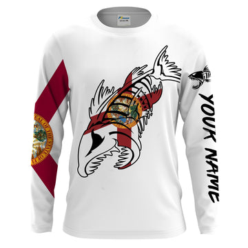 Bluejose Fish Reaper Fishing Florida Flag Patriotic Customize Name   Quick Dry Long Sleeves Fishing Shirts
