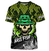BlueJose Halloween Largemouth Bass Fishing Skull Fish Reaper Custom Name Long Sleeve Shirt