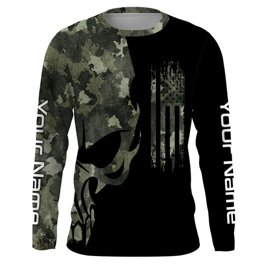 BlueJose Halloween Fish Reaper American Flag Custom Long Sleeve