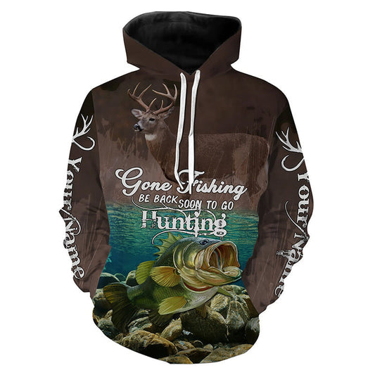 BlueJose Gone Fishing Be Back Soon To Go Hunting 3D Hoodie