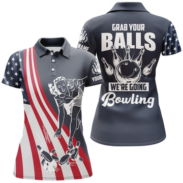 BlueJose Grab Your Balls We're Going Bowling Premium Customized Name 3D Shirt For Women