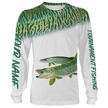 BlueJose Musky Tournament Fishing Customize Name 3D Shirts