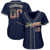 BlueJose Custom Navy White Pinstripe Vintage Usa Flag-Cream Authentic Baseball Jersey
