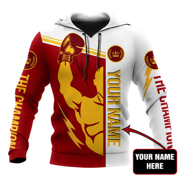 BlueJose Custom Name Boxing Red 3D Hoodie