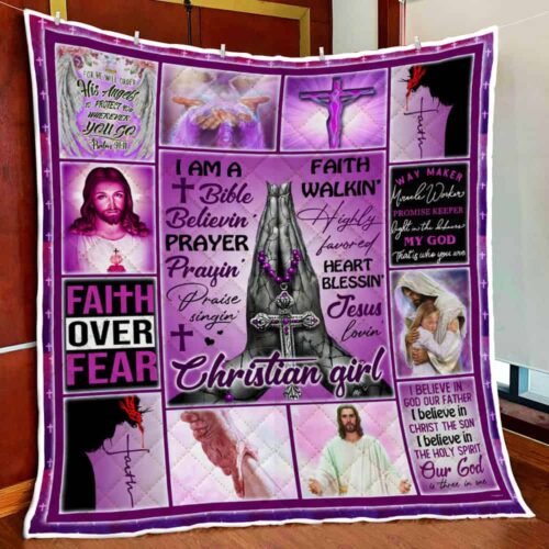 BlueJose I Am A Bible Believin Jesus Lovin Christian Girl Quilt Blanket UXGO20QI