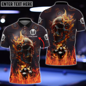 BlueJose Personalized Name Billiard Ball 8 Skull Player Polo Shirt