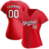 BlueJose Custom Red White-Black Authentic Baseball Jersey