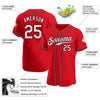 BlueJose Custom Red White-Black Authentic Baseball Jersey