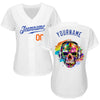 BlueJose Custom White Royal-Orange Skull Fashion Baseball Jersey